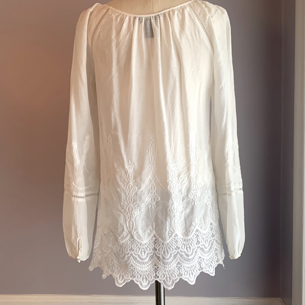 White House Black Market boho long sleeve embroidered lace tunic Size XS - Picture 3 of 15